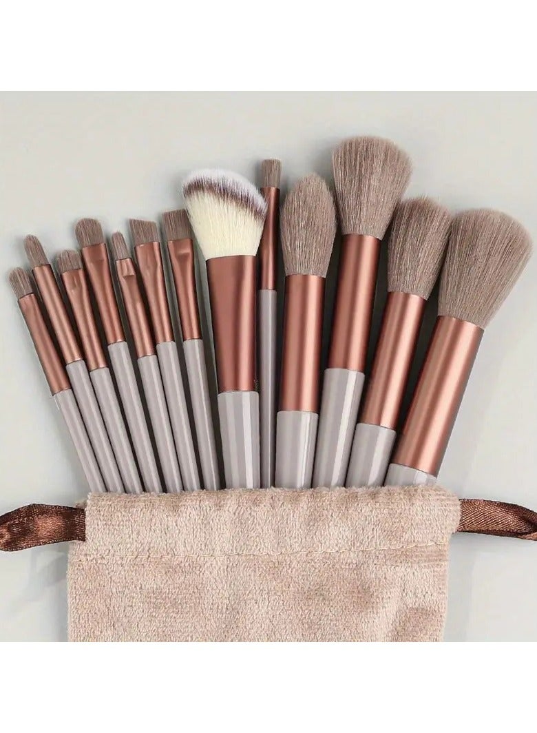 ORiTi 13 Pcs Makeup Brushes Soft Fluffy Prfessional Foundatiion Blush Powder Eyeshadow Kabuki Blending Make Up Brush Beauty Tools -Grey - Image 1