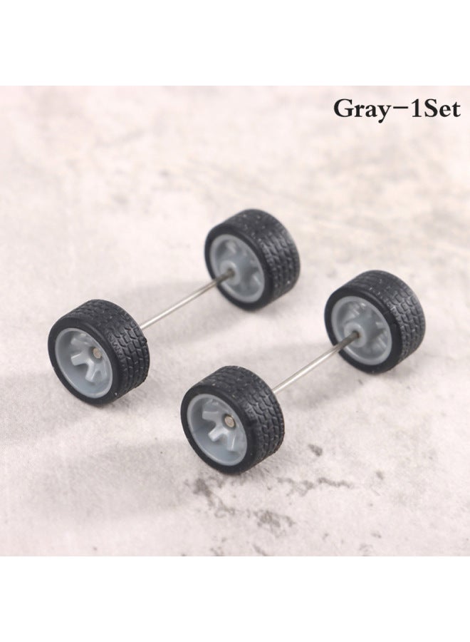 Hot Sale 1:64 Basic Alloy Car Model Modified Wheel Hub Remote Control Car Modified Rubber Tire-Color:Gray Six Frames  - Image 1