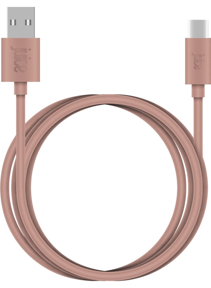 جوس كابل JUICE USB-A إلى Type C، مصنوع من مادة TPE معاد تدويرها بنسبة 100% ومعزّز للمتانة، يدعم الشحن ونقل البيانات، متوافق مع أحدث طرازات Samsung وHuawei وSony وiPhone، بالإضافة إلى الأجهزة اللوحية، وأجهزة الألعاب، وiPad Pro وiPad Air وiPad Mini، بطول 2 متر، باللون الذهبي الوردي (Rose Gold). - Image 1
