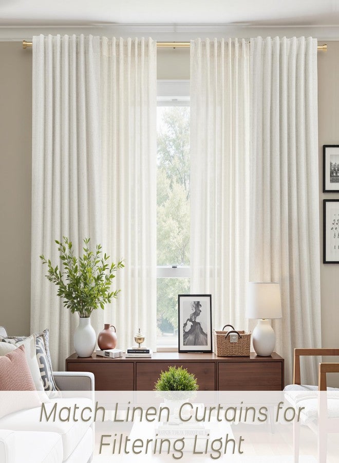 KOUFALL Linen Blackout Curtains Cream Black Out Curtain 84 Inch Long,Thermal Curtains for Winter Insulated,Modern Farmhouse Boho Chic Decor Neutral Cottage Core Darkening Curtains for Bedroom Living Room - Image 2