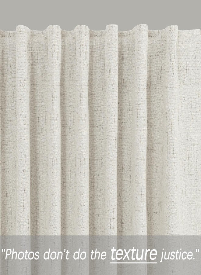 KOUFALL Linen Blackout Curtains Cream Black Out Curtain 84 Inch Long,Thermal Curtains for Winter Insulated,Modern Farmhouse Boho Chic Decor Neutral Cottage Core Darkening Curtains for Bedroom Living Room - Image 3