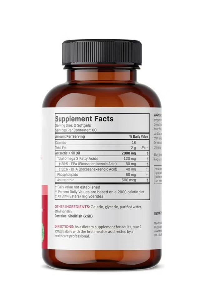 ANTARCTICA Antarctic Krill Oil 2000 mg 120 Softgels | Omega-3 EPA, DHA, with Astaxanthin Supplement Sourced from Red Krill  - Image 2