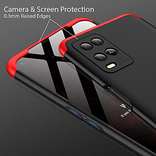 KAPA Poly Carbonate Double Dip Full 360 Protection Back Case Cover for Oppo A54 (4G) (Red,Black) - Image 2