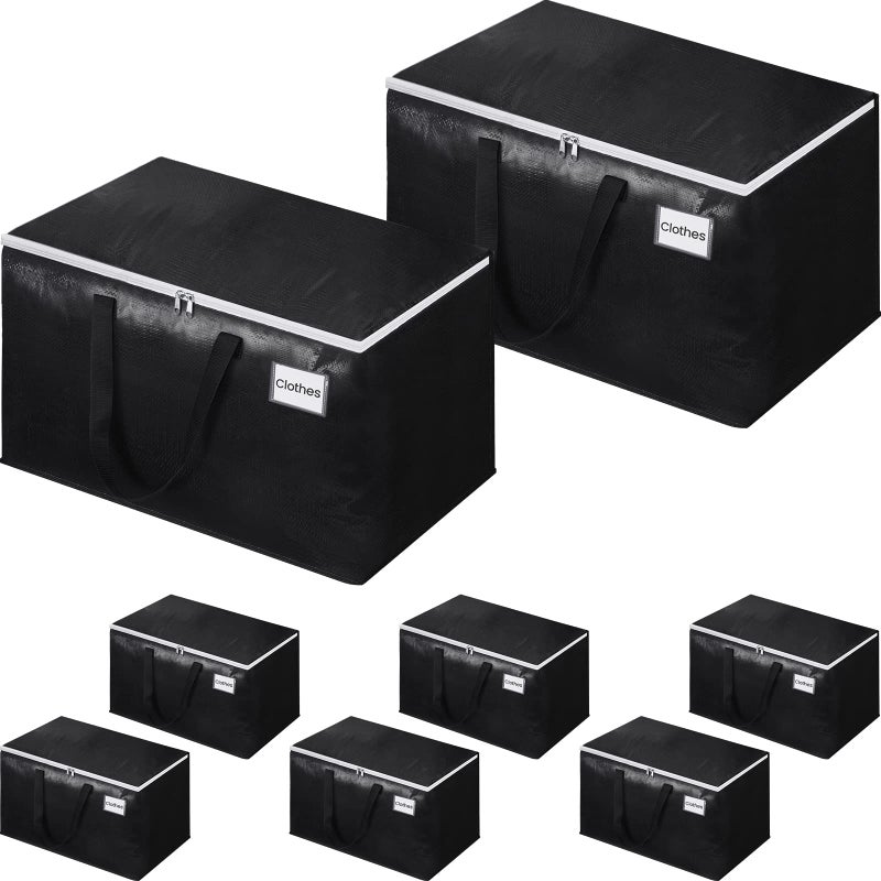 EpicTotes Extra Large Moving BoxesMoving Bags with Zipper Carrying Handles and Tag PocketMoving Supplies for Space SavingTotes for Storage for moving Storage Camping and Travel 125L8 Pack