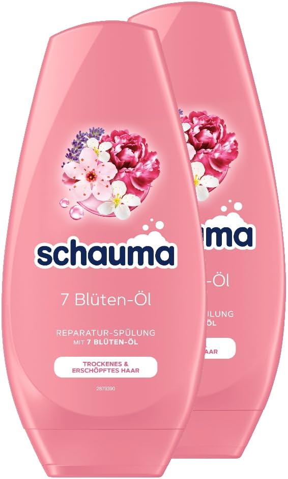 Schauma Schwarzkopf Repair Conditioner 7 Flower Oil 2 x 250 ml Hair Conditioner for Dry and Exhausted Hair Conditioner Gives Radiant Shine without Weigh Down