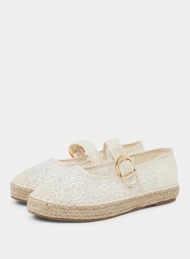 Styli Embroidered Espadrille Mary Jane Shoes
