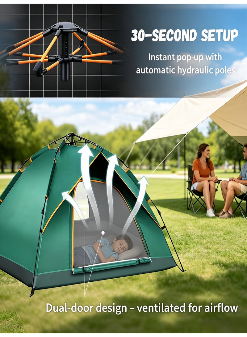 Snooe AutoPop Pro Instant Person Camping Tent - 3s Setup Waterproof Windproof Tent with UV Shield & Ventilation, Ultra-Light 5.5lbs All-Weather Shelter for Hiking, Beach, Family Travel - Image 3