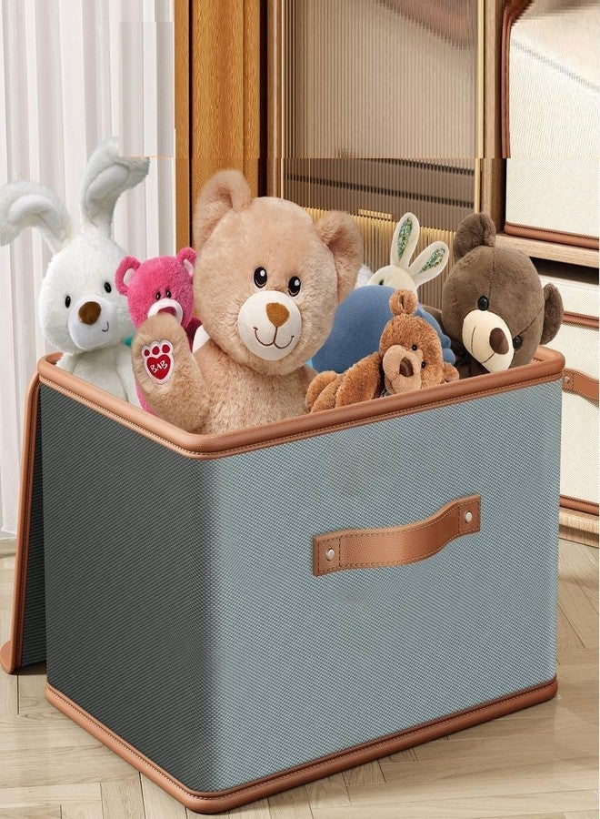 Suicune Collapsible Storage Box with Lid, Linen Fabric Clothing Shelf Basket Bins Box For Towels, Clothes (37 x 27 x 26 cm) (1 Pack,26 L) - Image 1