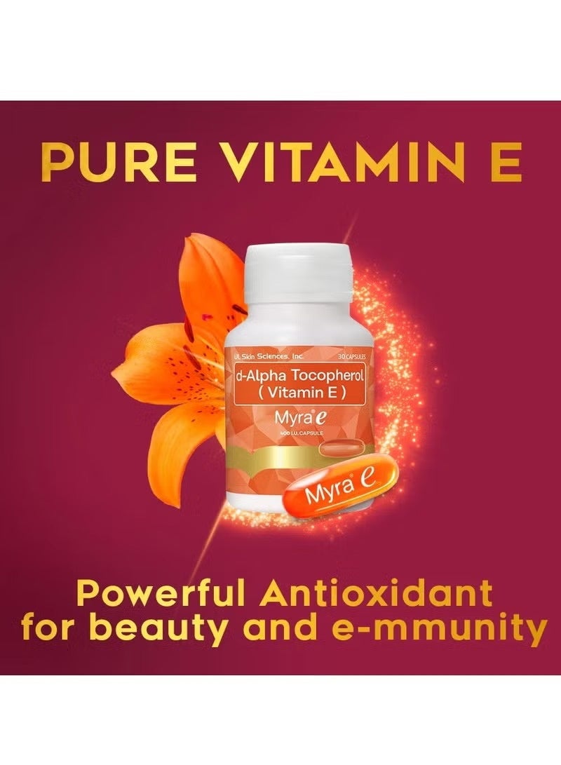 مايرا إي ميرا-إي فيتامين هـ ٤٠٠ وحدة دولية د-ألفا توكوفيرول - مكمل غذائي مضاد للأكسدة للبشرة والعافية (٣٠ كبسولة) - Image 5