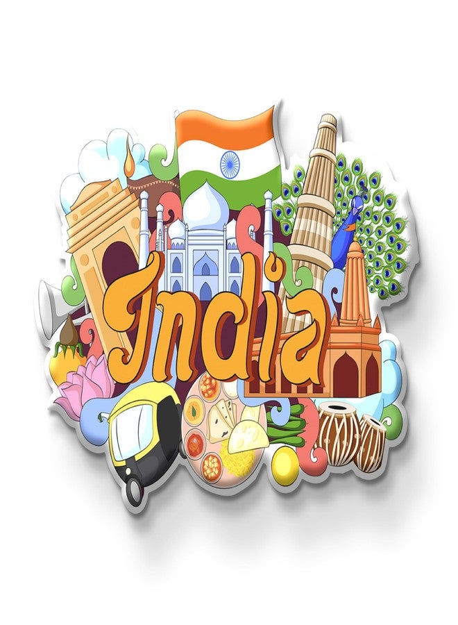 Nivaraprint India Country Theme Souvenir Wooden Fridge Magnet for Refrigerator - India Printed Stylish Magnet for Fridge Decoration - Image 1