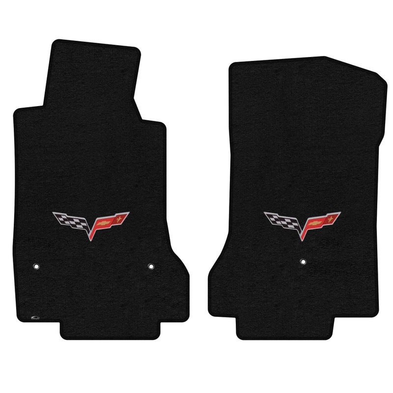 Lloyd Mats Custom-Fit Carpeted Floor Mats Premium Luxury Car Floor Liners for C6 Corvette 2007.5-2013.5 (Charcoal, Front Mats - Flag) - Image 1