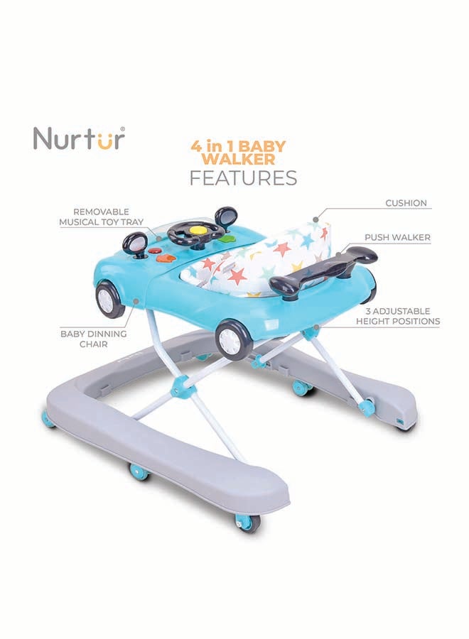 Nurtur 4 In 1 Baby Multi Walker-rocking Function- Music - 5 Height Adjustment- feeding table, car mould, easy fold - Multi - Image 5