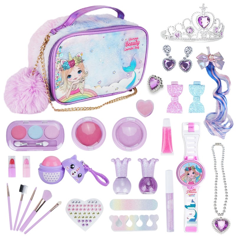 Kids Makeup Toy Set with Lipstick, Eyeshadow, Nail Polish and Accessories for Girls - Image 1