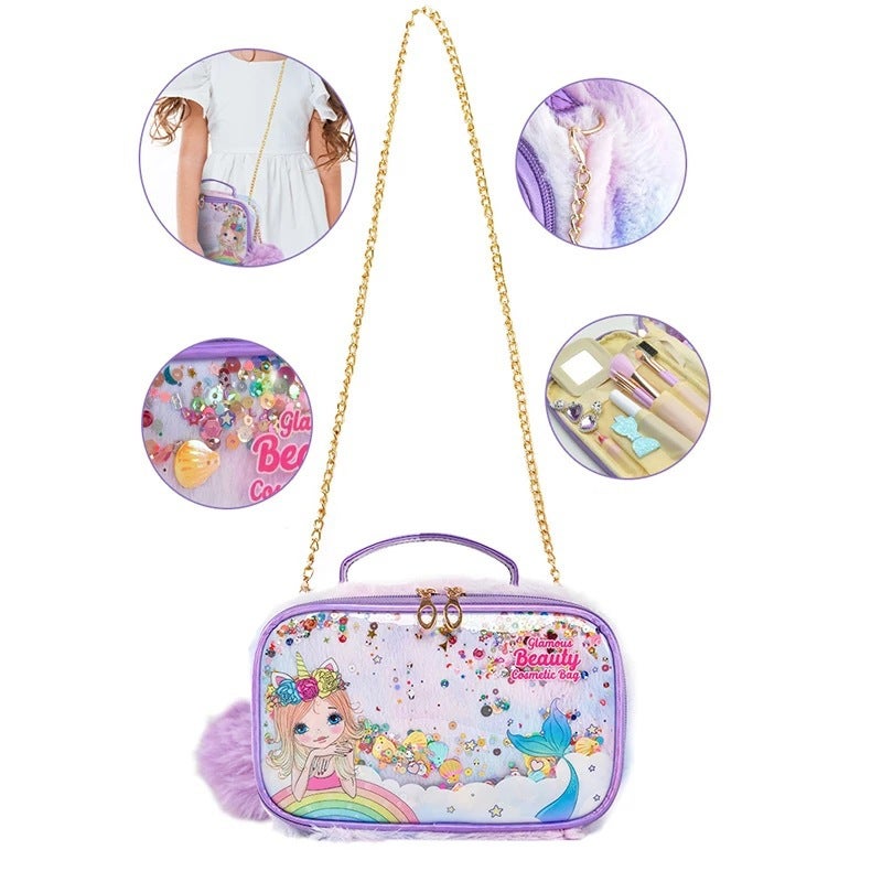 Kids Makeup Toy Set with Lipstick, Eyeshadow, Nail Polish and Accessories for Girls - Image 4