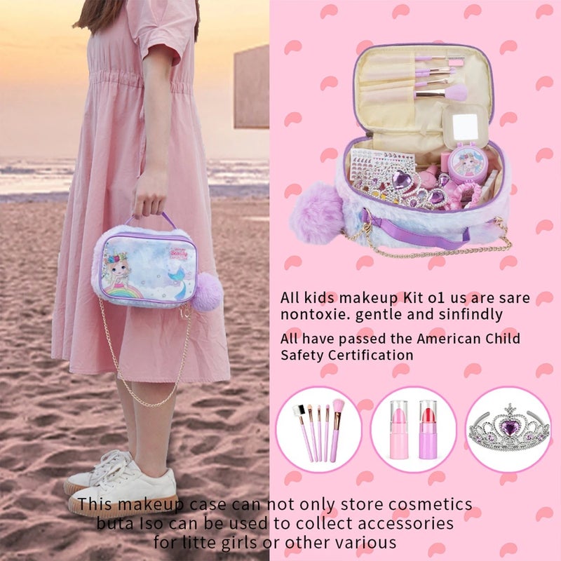 Kids Makeup Toy Set with Lipstick, Eyeshadow, Nail Polish and Accessories for Girls - Image 2