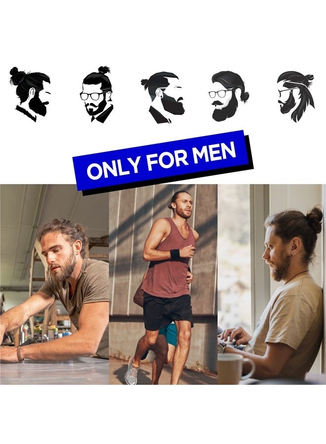 HAVHAF Knotted Mens Hair Ties For Men 5 pcs (Wide, Cream) - No damage Crease Breakage Man Bun Hair Tie Men with Long Hair | For Buns Curly Thick Elastic Hair Ties For Guys | Perfect hairtie For Men (C - Image 5