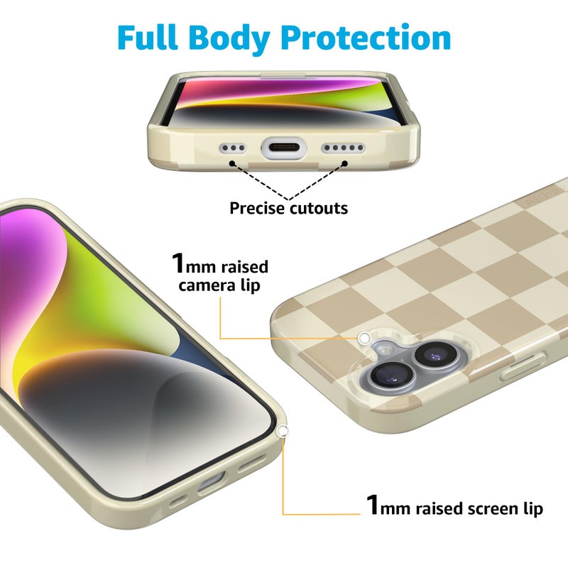 Casely iPhone 17 Case | Fit Check | Neutral Checkerboard | Compatible with MagSafe | Classic Ultra Slim Design - Image 2