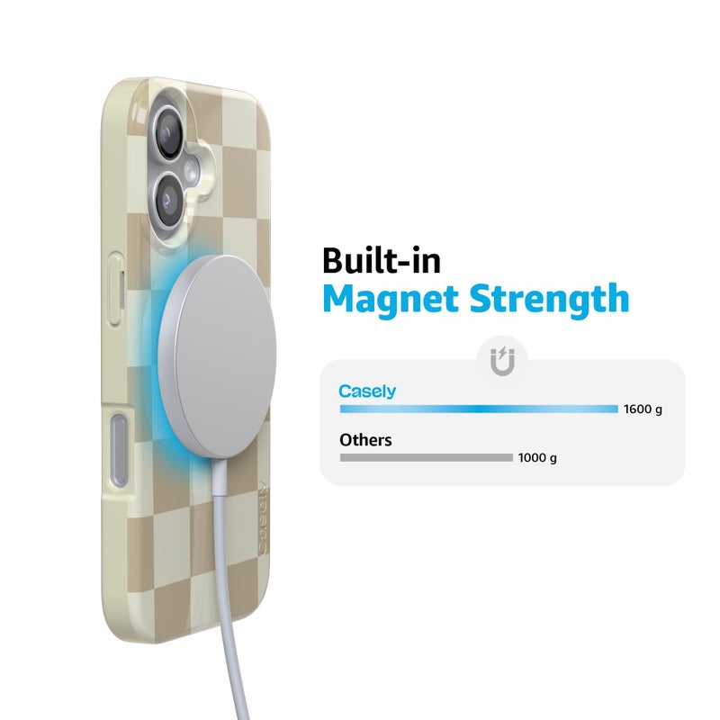 Casely iPhone 17 Case | Fit Check | Neutral Checkerboard | Compatible with MagSafe | Classic Ultra Slim Design - Image 4