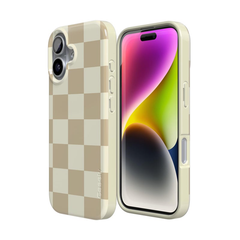 Casely iPhone 17 Case | Fit Check | Neutral Checkerboard | Compatible with MagSafe | Classic Ultra Slim Design - Image 5