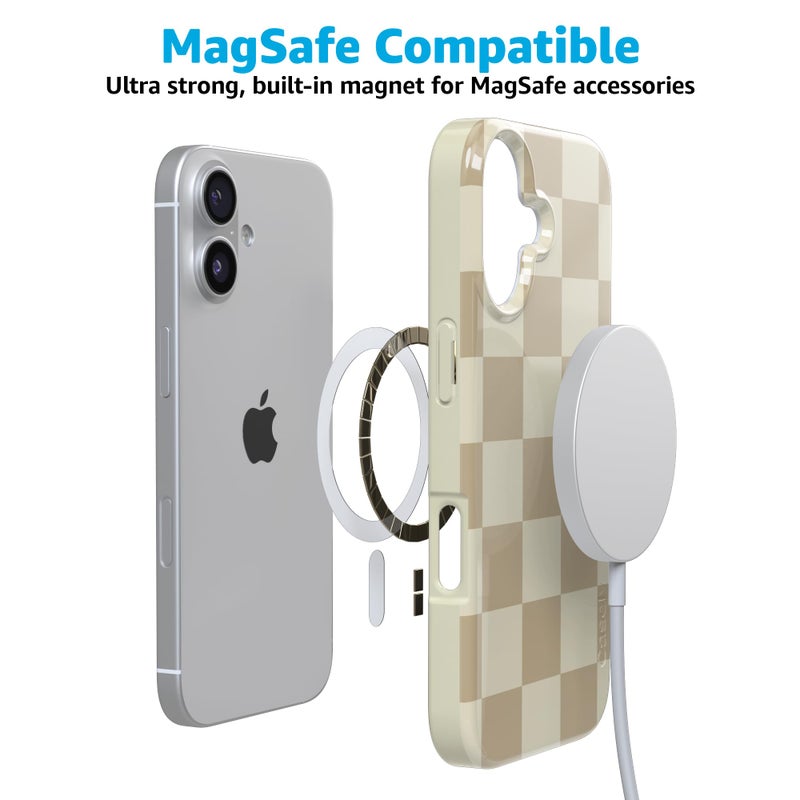 Casely iPhone 17 Case | Fit Check | Neutral Checkerboard | Compatible with MagSafe | Classic Ultra Slim Design - Image 3