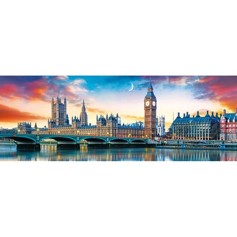 Trefl Panorama Big Ben and Palace of Westminster, London 500 Piece Jigsaw Puzzle Red 26"x9" Print, DIY Puzzle, Creative Fun, Classic Puzzle for Adults and Children from 10 Years Old - Image 3