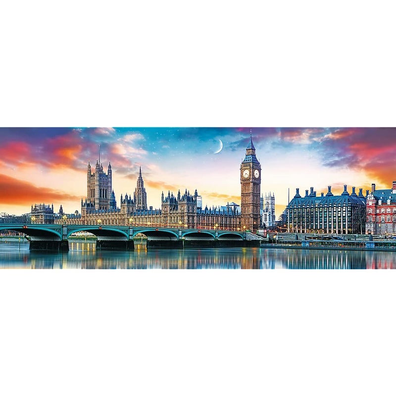 Trefl Panorama Big Ben and Palace of Westminster, London 500 Piece Jigsaw Puzzle Red 26"x9" Print, DIY Puzzle, Creative Fun, Classic Puzzle for Adults and Children from 10 Years Old - Image 2