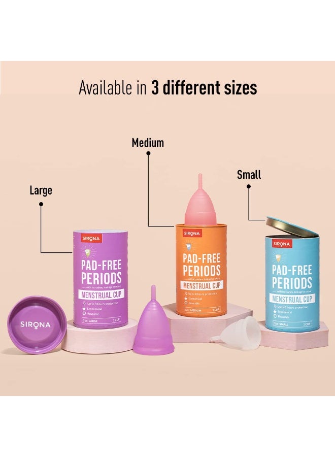 Sirona Reusable Menstrual Cup for Women | Medium Size with Free Pouch | Pack of 2| Ultra Soft, Odour and Rash Free|100% Medical Grade Silicone | No Leakage | Protection for Up to 8-10 Hours - Image 3