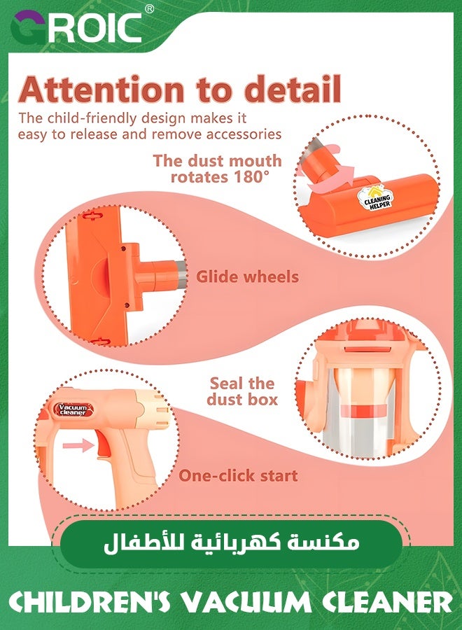 GROIC 3-in-1 Kids Vacuum That Really Works,Electric Vacuum Toy with Lights and Sounds,Perfect Pretend Play Cleaning Toy for Toddlers,Fun Kids Working Toy Vacuum Cleaner for Realistic Play - Image 4