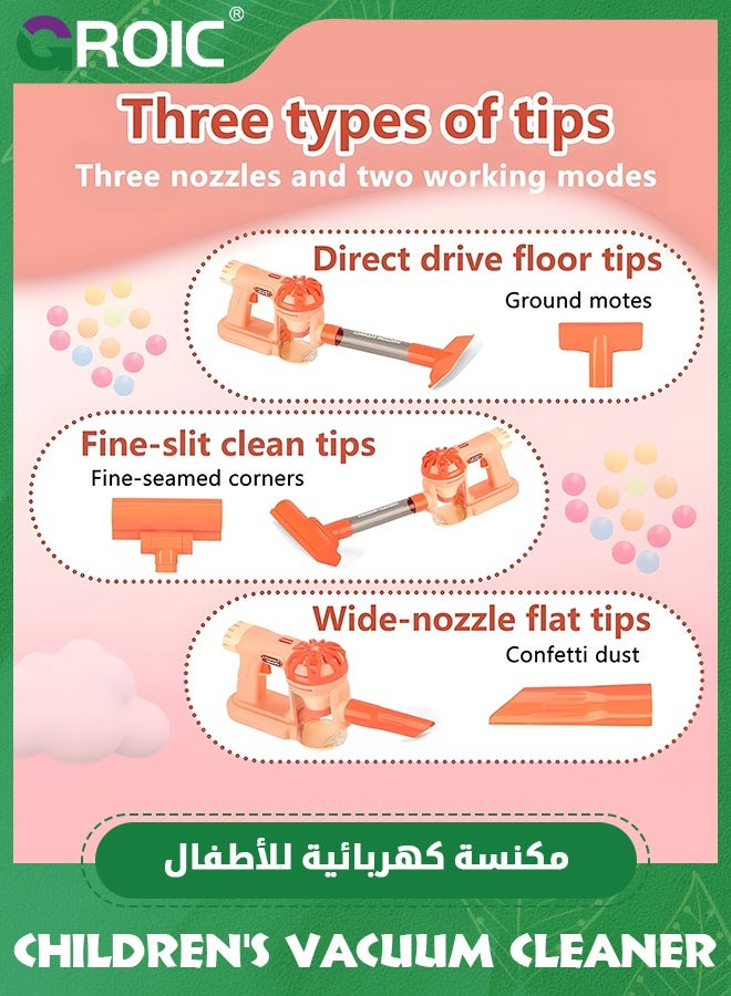 GROIC 3-in-1 Kids Vacuum That Really Works,Electric Vacuum Toy with Lights and Sounds,Perfect Pretend Play Cleaning Toy for Toddlers,Fun Kids Working Toy Vacuum Cleaner for Realistic Play - Image 2