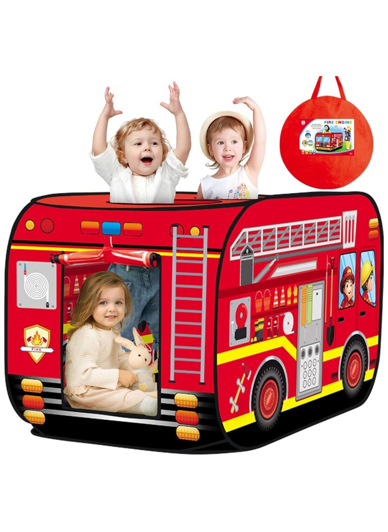 NNEWVANTE for 3-8 YearFire truck tent: Truck Play Tent Pop Up Playhouse Toys for Kids Gifts for 3 4 5 6 7 8 Year Old Boys Girls Toy Presents Foldable Play Tent Set Outdoor Indoor Garden Childrens Toy.Firetruck  - Image 1
