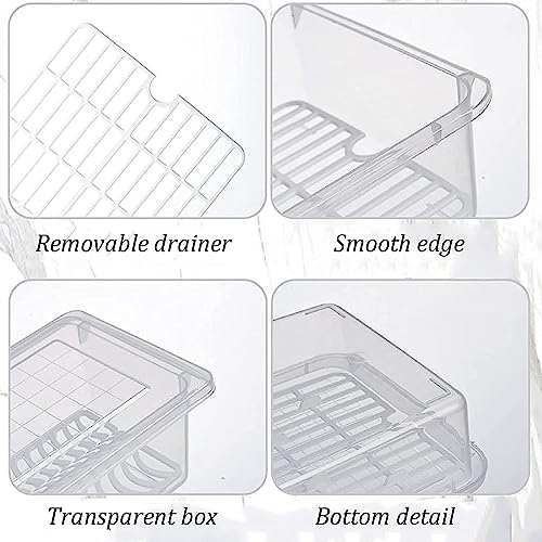 BUNVOX™ Fridge Storage Boxes, Fridge Organizer with Removable Drain Plate & Lid, Stackable Portable Freezer Storage Containers Tray To Keep Fresh for Fish, Meat, Vegetables, Fruit, 2500ml (6) - Image 4