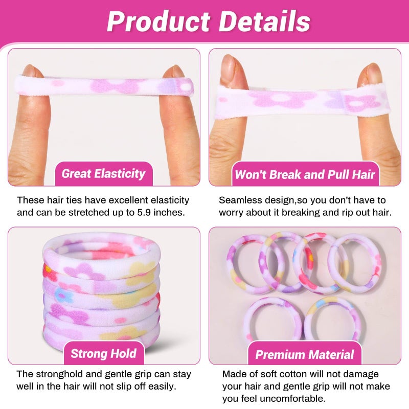 anezus 54Pcs Hair Ties for Girls and Women, Nylon Hair Elastics Hair Bands Ponytail Holders Soft Hair Ties No Damage for Girls Thick Straight Curly Hair Multi-colored (Multi-colored B) - Image 4