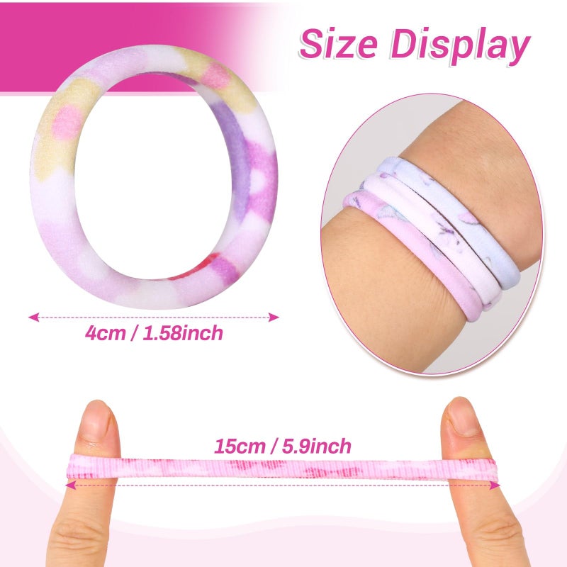 anezus 54Pcs Hair Ties for Girls and Women, Nylon Hair Elastics Hair Bands Ponytail Holders Soft Hair Ties No Damage for Girls Thick Straight Curly Hair Multi-colored (Multi-colored B) - Image 5