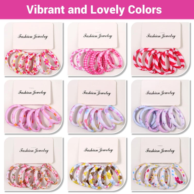 anezus 54Pcs Hair Ties for Girls and Women, Nylon Hair Elastics Hair Bands Ponytail Holders Soft Hair Ties No Damage for Girls Thick Straight Curly Hair Multi-colored (Multi-colored B) - Image 3