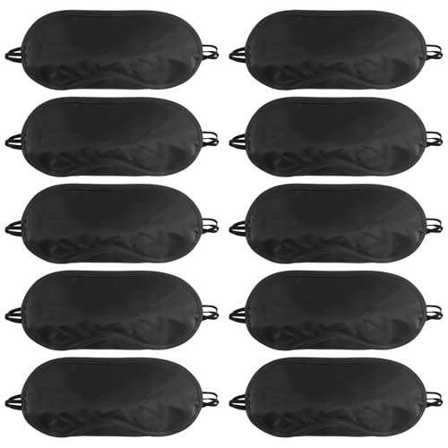 NICEMOVIC 10 Pcs Blindfold Sleep Eye Masks for Party Games Adults Couples Travel Individually Wrapped Eye Covers with Nose Pad and Elastic Strap Sleeping Mask for Kids Men Women Black - Image 2