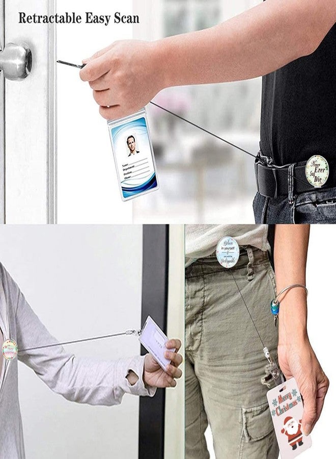 Anffilona Retractable ID Badge Holder Nurse Badge Reels with Clip Name Card Holders for Office Worker Doctor Nurse (Multicoloured-C) - Image 5