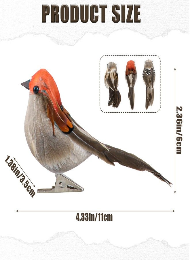 YOLUFER 3 Pcs Artificial Sparrow Birds with Clip, Multi-colored, Solid Color, Chrome Finish, 3 Count, Figurine, Decorative Birds, Home Office Decor - Image 2