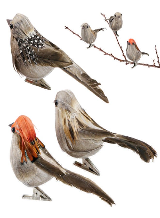 YOLUFER 3 Pcs Artificial Sparrow Birds with Clip, Multi-colored, Solid Color, Chrome Finish, 3 Count, Figurine, Decorative Birds, Home Office Decor - Image 1