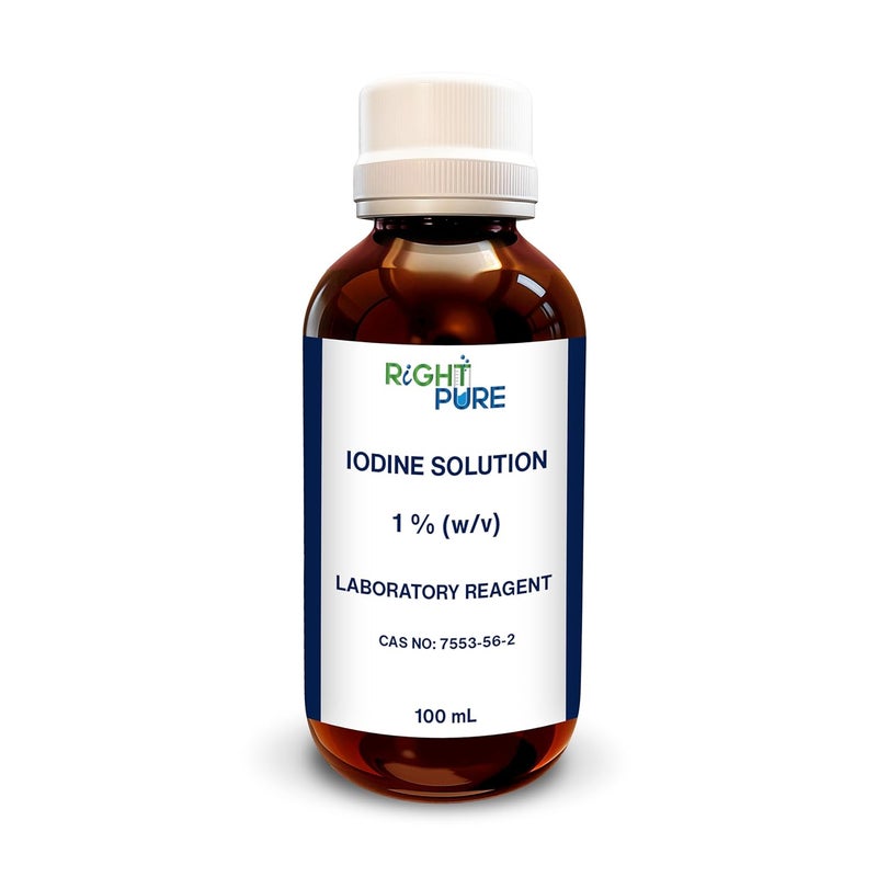RIGHTPURE محلول اليود 1% (وزن/حجم) | درجة كاشف مختبر للاستخدام العلمي والتعليمي | كاشف تحليلي في زجاجة كهرمانية / 100 مل - Image 1