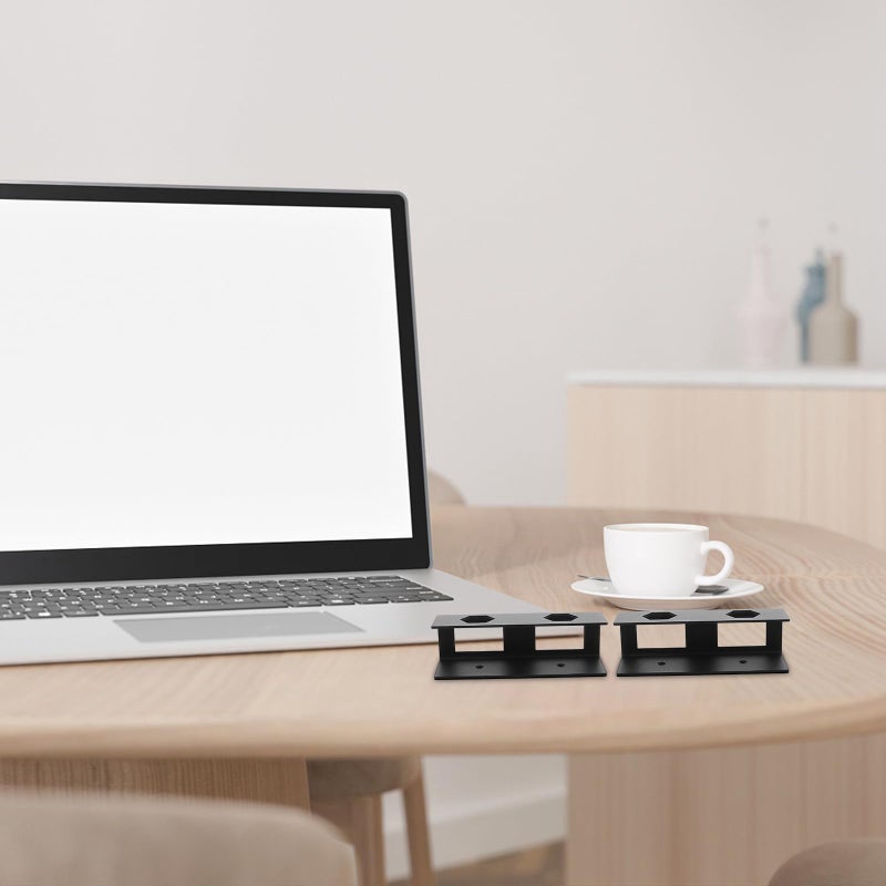 Black Metal Laptop Desk Mount Holder Shelf for Keyboard Storage Office Home Use - Image 4