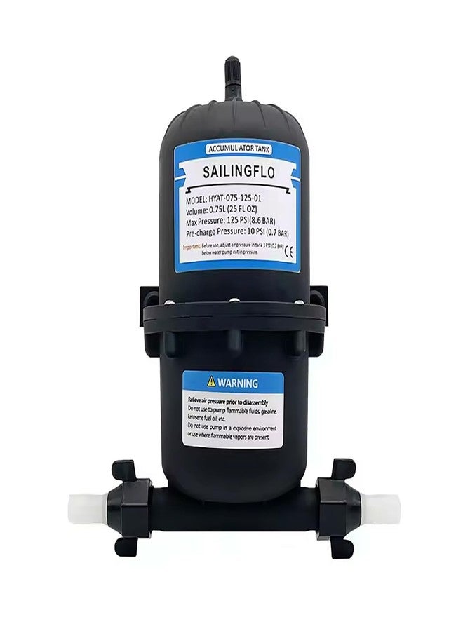 SAILINGFLO Pre-Pressurized Accumulator Tank - 0.75L Volume, 125 PSI, Quiet Operation, Stabilize Flow, Extend Pump Life for RVs,Marine, and Off-Grid Systems (Black) - Image 1