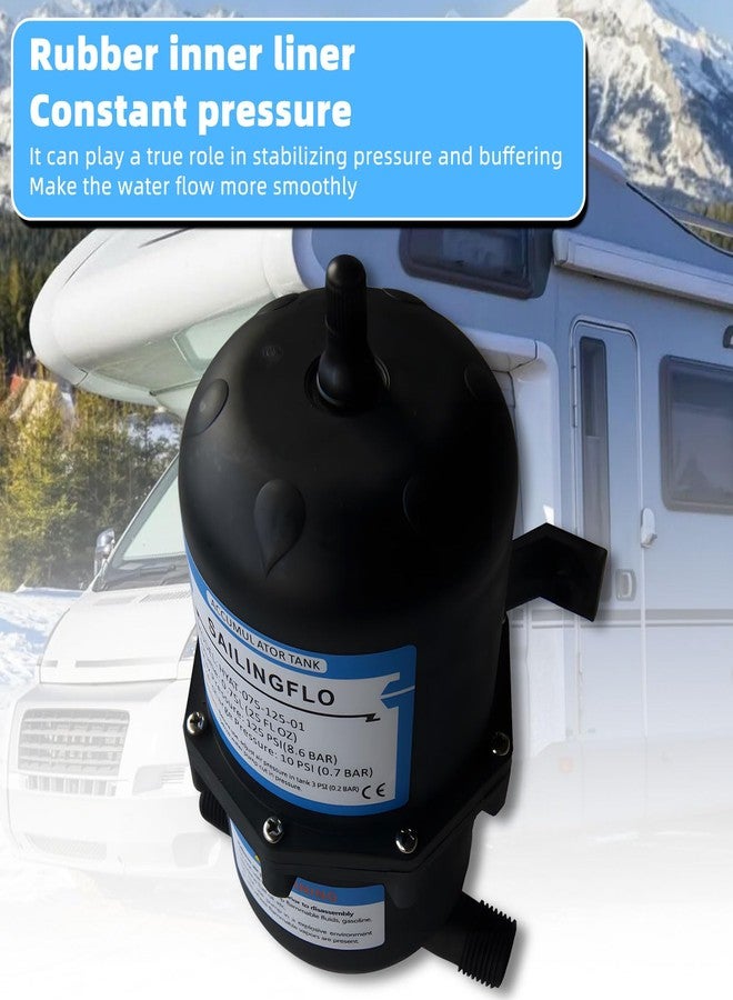 SAILINGFLO Pre-Pressurized Accumulator Tank - 0.75L Volume, 125 PSI, Quiet Operation, Stabilize Flow, Extend Pump Life for RVs,Marine, and Off-Grid Systems (Black) - Image 3