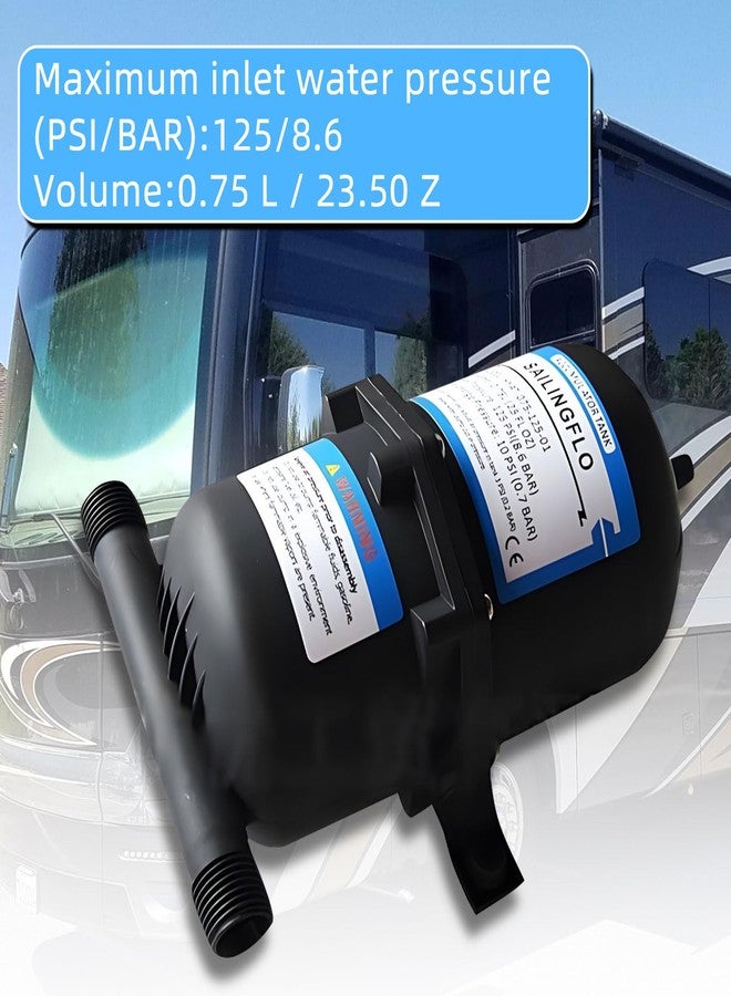 SAILINGFLO Pre-Pressurized Accumulator Tank - 0.75L Volume, 125 PSI, Quiet Operation, Stabilize Flow, Extend Pump Life for RVs,Marine, and Off-Grid Systems (Black) - Image 2