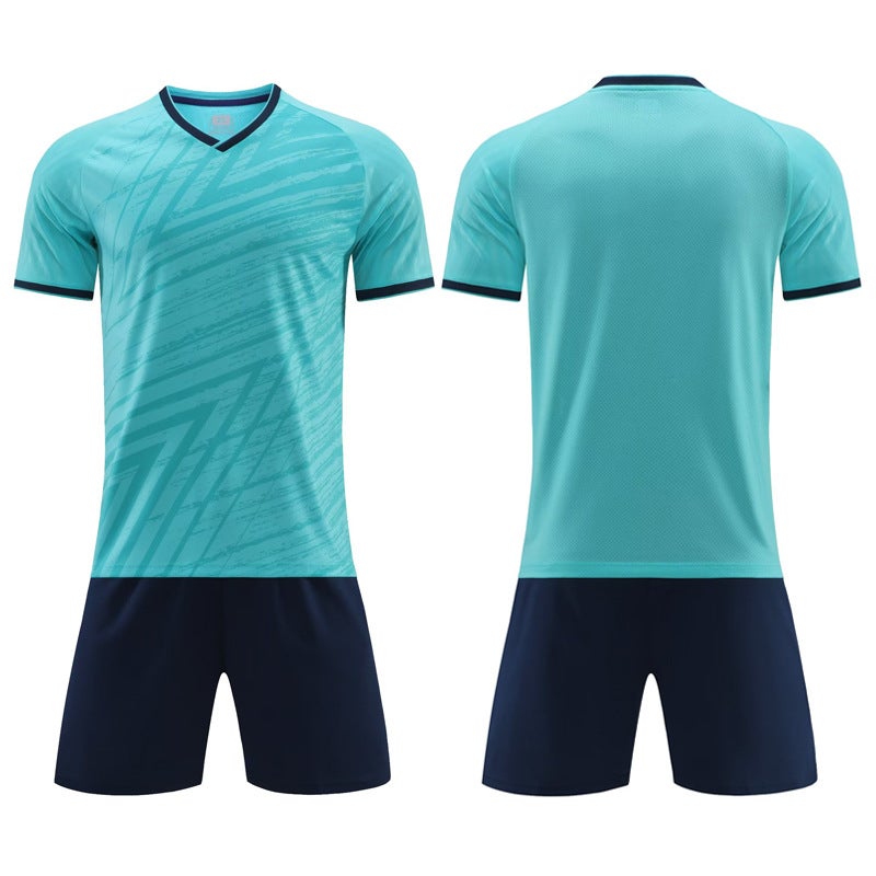 Generic Soccer Clothes Set Mens Printed and Printed Football Sports Clothing for Primary School Students Childrens Training Clothes Short Sleeve Soccer Clothes Team Clothes Light Blue 