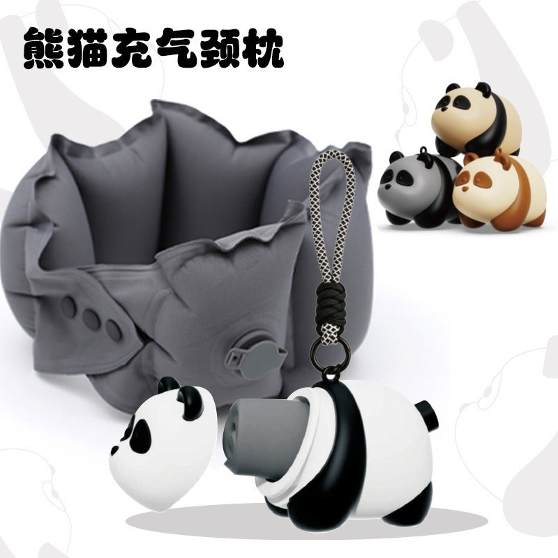 Wholesale Portable Inflatable Travel Neck Pillow - Cartoon Panda Design, U-Shaped - Image 2