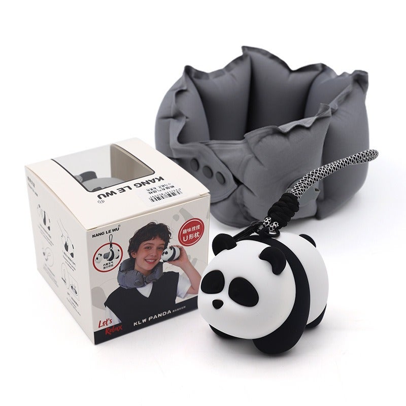 Wholesale Portable Inflatable Travel Neck Pillow - Cartoon Panda Design, U-Shaped - Image 1