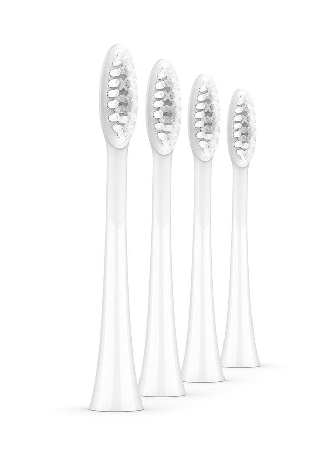 ORDO Replacement Sonic Toothbrush Heads with Pulse Technology for Teeth Cleaning, Plaque Removal, Silicone Polishing, Deep Clean Bristles, Adults, Pack of 4, White Silver - Image 1