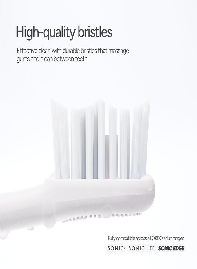ORDO Replacement Sonic Toothbrush Heads with Pulse Technology for Teeth Cleaning, Plaque Removal, Silicone Polishing, Deep Clean Bristles, Adults, Pack of 4, White Silver - Image 2