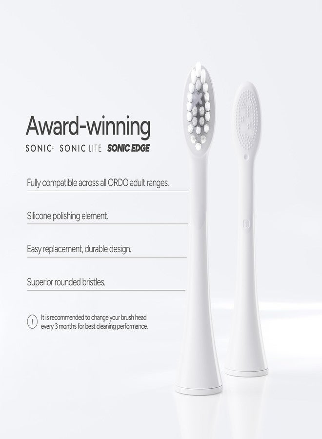 ORDO Replacement Sonic Toothbrush Heads with Pulse Technology for Teeth Cleaning, Plaque Removal, Silicone Polishing, Deep Clean Bristles, Adults, Pack of 4, White Silver - Image 4