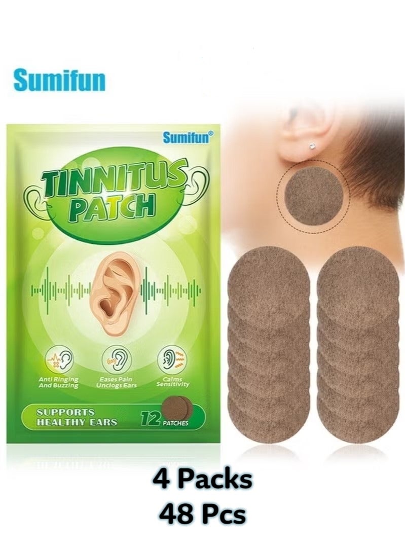 سوميفون لصقات الطنين الطبيعية لعلاج طنين الأذن، 4 قطعة (12 لصقة) لتخفيف طنين الأذنين وفقدان السمع وحماية صحة الأذن. - Image 1